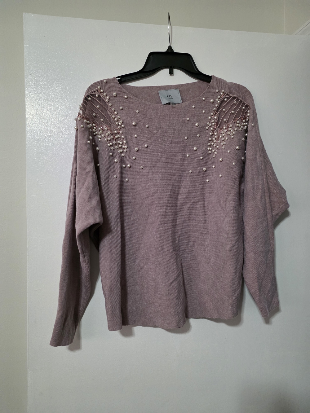 Milano Mauve Pearl-Embellished Women's Sweater